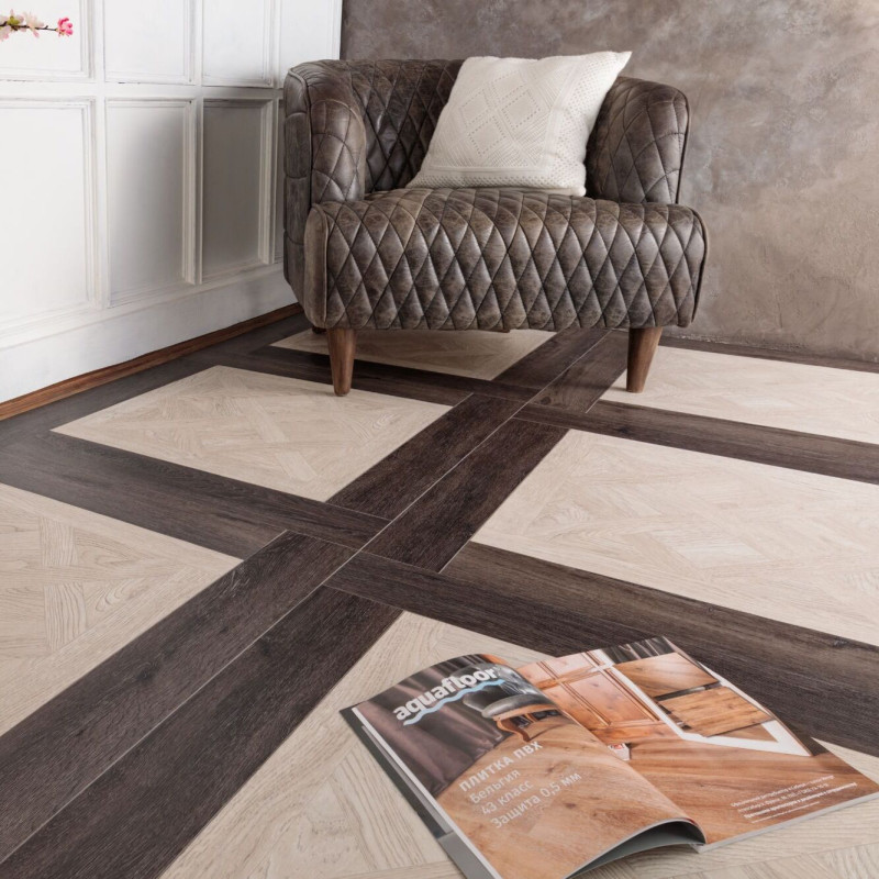 Кварцвиниловая плитка Aquafloor Versailles + Parquet Plus AF7001VS / AF6015PQ